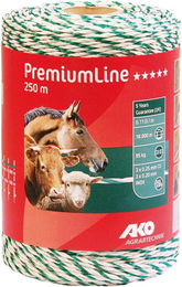 Produktbild von AKO PremiumLine Elektrozaunlitze aus Edelstahl in Weiß oder Grün