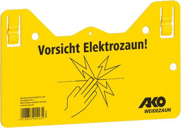 Produktbild von AKO Warnschild Elektrozaun aus Kunststoff 25x15 cm Gelb
