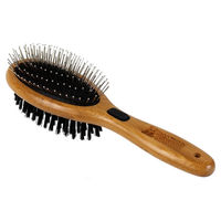 Produktbild von Alcott Bamboo Groom 2in1 Doppelbürste aus Bambus mit Wildschweinborsten für Hunde und Katzen Größe L Braun