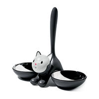 Produktbild von Alessi Tigrito Katzennapf aus Edelstahl und thermoplastischem Harz Schwarz Silber