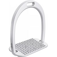 Produktbild von Alfa Jump Reitsteigbügel für Kinder aus Aluminium mit geneigtem Boden und Edelstahlspitzen in Silber