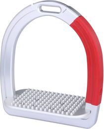 Produktbild von Alfa Jump Safety2 Sicherheitssteigbügel schräg aus Aluminium in Silber oder Rot Größe L
