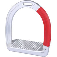 Produktbild von Alfa Jump Safety2 Sicherheitssteigbügel schräg aus Aluminium in Silber oder Rot Größe L