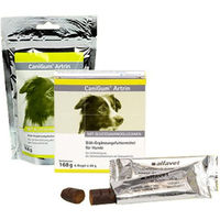 Produktbild von Alfavet CaniGum Artrin Funktionssnack für Hunde mit Omega-3 und Pflanzenextrakten 2 x 6 x 28 g