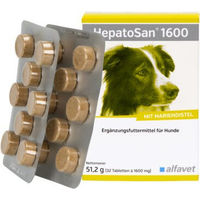 Produktbild von Alfavet HepatoSan 1600 Nahrungsergänzung zur Unterstützung des Leberstoffwechsels für Hunde und Katzen 32 Tabletten - 32 Stk.