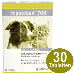 Alfavet HepatoSan 700 Nahrungsergänzung für Hunde und Katzen zur Unterstützung von Leber und Verdauung 2 x 30 Tabletten - 2 x 30 Stk. – Bild 1 von 8