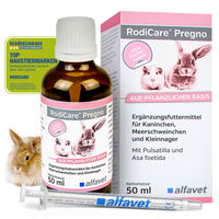 Produktbild von Alfavet RodiCare Pregno Vitaminsupplement für Kaninchen und Meerschweinchen zur Unterstützung bei Scheinschwangerschaft 50 ml - 50 ml