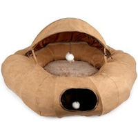 Produktbild von All For Paws 3-in-1 Donut Katzentunnel aus Plüsch in Braun/Caramel für alle Altersstufen