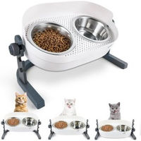 Produktbild von All For Paws 3in1 Erhöhter Doppelnapf für Katzen aus Edelstahl in Weiß Größe S