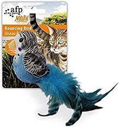 All For Paws AFP Natural Instincts Bouncing Bird Plüschspielzeug für Katzen in Blau und Bunt - 20 cm – Bild 1 von 3