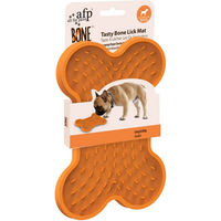 Produktbild von All For Paws Bone Appetit Tasty Bone Lick Mat Schleckmatte aus Silikon Orange Größe S