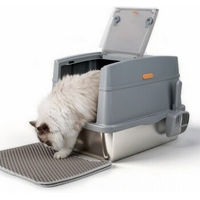 Produktbild von All for paws Edelstahl Katzentoilette mit Vorleger und Schaufel grau
