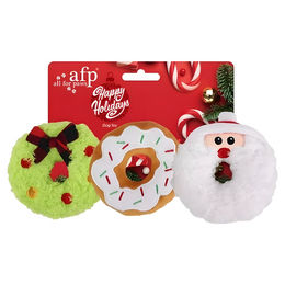 ALL FOR PAWS Happy Holidays HoHoHo Donuts Plüschspielzeug für Hunde 3er Pack – Bild 1 von 4