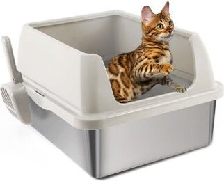 All For Paws Katzenklo aus Edelstahl als offene Schalentoilette – Bild 1 von 3