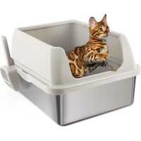 Produktbild von All For Paws Katzenklo aus Edelstahl als offene Schalentoilette