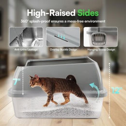 Produktbild von All For Paws Katzenklo aus Edelstahl als offene Schalentoilette in Silber und Grau