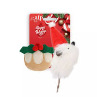 Produktbild von All For Paws Katzenspielzeug Happy Holidays 2er Pack Mistelzweig und Weihnachtsmaus aus Plüsch bunt