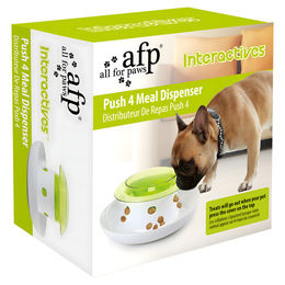 All for paws Push4Meal Dispenser Interaktives Futterspielzeug für erwachsene Tiere aus Kunststoff in Weiß und Transparent – Bild 1 von 9