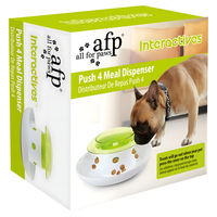 Produktbild von All for paws Push4Meal Dispenser Interaktives Futterspielzeug für erwachsene Tiere aus Kunststoff in Weiß und Transparent