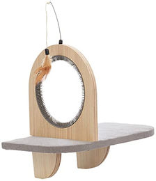 ALL FOR PAWS Skywalk Interaktives Katzen-Spielzeug aus Holz mit Plattform und Federspielzeug – Bild 1 von 3