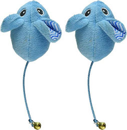 ALL FOR PAWS Twinkly Twin Mice Katzenspielzeug aus Stoff in Blau und Bunt 6 cm – Bild 1 von 4