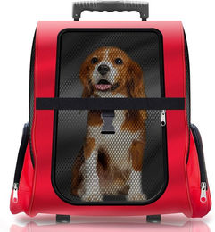 All Pets United Hundetrolley und Haustier-Rucksack Transporttasche für Hunde und Katzen aus Polyester in Rot-Schwarz Größe L – Bild 1 von 13