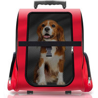 Produktbild von All Pets United Hundetrolley und Haustier-Rucksack Transporttasche für Hunde und Katzen aus Polyester in Rot-Schwarz Größe L