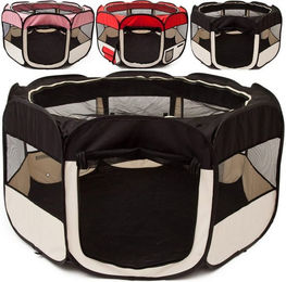All Pets United XXL Welpen-Laufstall aus wasserfestem Oxford-Gewebe für Hunde, Katzen und Kleintiere Schwarz-Beige – Bild 1 von 12
