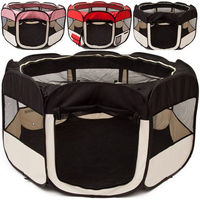 Produktbild von All Pets United XXL Welpen-Laufstall aus wasserfestem Oxford-Gewebe für Hunde, Katzen und Kleintiere Schwarz-Beige