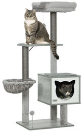 ALL-WIN Katzenbaum Grau mit Plattform, Hängematte, Versteck, Bett und Kratzstämmen 48 x 40 x 126 cm – Bild 1 von 1