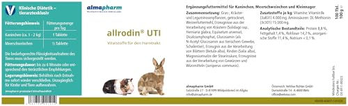 almapharm allrodin UTI Vitaminsupplement für Kaninchen und Meerschweinchen zur Unterstützung der Harnwege 100 Tabletten – Bild 1 von 2