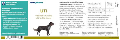 almapharm UTI Nahrungsergänzung für Hunde zur Unterstützung der Harnblasenfunktion 30 Tabletten – Bild 1 von 2