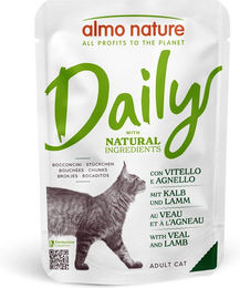 Almo Nature Daily Menu Katzenfutter Stückchen in Sauce Kalb und Lamm Adult 30 x 70 g Pouch ohne Farb- und Aromastoffe sowie Konservierungsstoffe - 6 x 70 g – Bild 1 von 4