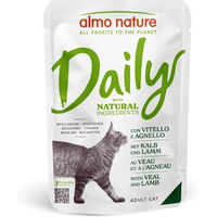 Produktbild von Almo Nature Daily Menu Katzenfutter Stückchen in Sauce Kalb und Lamm Adult 30 x 70 g Pouch ohne Farb- und Aromastoffe sowie Konservierungsstoffe - 6 x 70 g