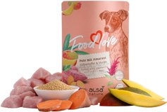Produktbild von Almo Nature FOODLOVE Hundefutter Nass mit Pute, Amarant, Süßkartoffel und Mango, Stückchen in Sauce, glutenfrei, 6 x 300 g - 6 x 300 g