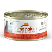 Produktbild von Almo Nature HFC Complete Katzen Nassfutter Adult Lachs und Thunfisch mit Karotte Stückchen in Sauce Getreidefrei und Glutenfrei 6 x 70 g - 6 x 70 g