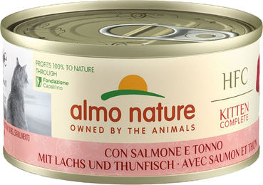 Produktbild von Almo Nature HFC Complete Kitten Nassfutter Lachs mit Thunfisch Stückchen in Sauce 24 x 70 g - 24 x 70 g
