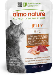 Almo Nature HFC Jelly Katzen Nassfutter Adult Thunfisch Huhn und Schwein in Gelee 24 x 55 g glutenfrei ohne Konservierungsstoffe - 6 x 55 g – Bild 1 von 10