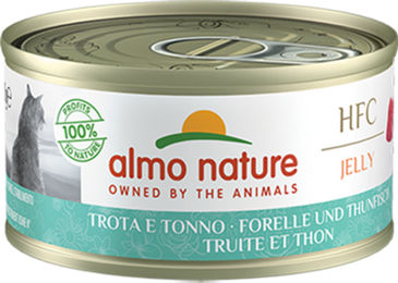 Almo Nature HFC Jelly Katzen Nassfutter Forelle und Thunfisch Stückchen in Gelee Adult 24 x 70 g - 24 x 70 g – Bild 1 von 6
