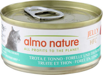 Almo Nature HFC Katzen Nassfutter Forelle und Thunfisch Stückchen in Gelee Adult Glutenfrei 6 x 70 g - 6 x 70 g – Bild 1 von 3
