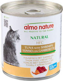 Produktbild von Almo Nature HFC Katzen Nassfutter Thunfisch mit Garnelen Stückchen in Sauce 6 x 280 g glutenfrei - 6 x 280 g