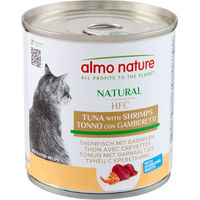 Produktbild von Almo Nature HFC Katzen Nassfutter Thunfisch mit Garnelen Stückchen in Sauce 6 x 280 g glutenfrei - 6 x 280 g