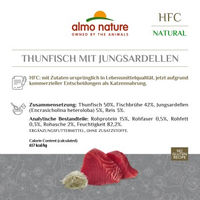 Produktbild von Almo Nature HFC Katzen Nassfutter Thunfisch mit Jungsardellen Stückchen in Sauce glutenfrei 24x150g - 24 x 150 g