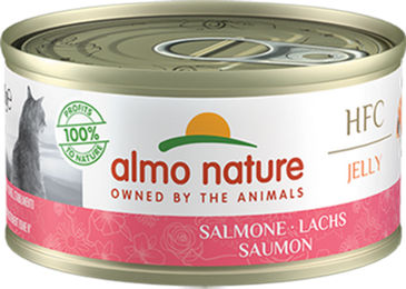 Almo Nature HFC Katzenfutter Nass Lachs Stückchen in Gelee Monoprotein Adult 24 x 70 g - 24 x 70 g – Bild 1 von 5