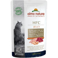 Produktbild von Almo Nature HFC Katzenfutter Stückchen in Gelee Thunfisch Huhn Schwein 24 x 55 g