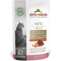 Produktbild von Almo Nature HFC Katzenfutter Stückchen in Gelee Thunfischfilet mit Garnelen für Adult 24x55g