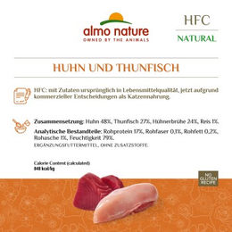 Almo Nature HFC Natural Katzen Nassfutter Huhn und Thunfisch Stückchen in Sauce glutenfrei 48x70 g - 48 x 70 g – Bild 1 von 2