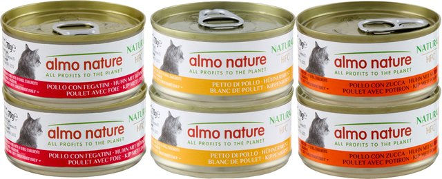Produktbild von Almo Nature HFC Natural Katzen Nassfutter Mixpaket Huhn und Thunfisch Stückchen in Sauce Glutenfrei 6 x 70 g - 6 x 70 g
