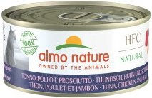 Almo Nature HFC Natural Katzen Nassfutter Thunfisch Huhn und Schinken Stückchen in Sauce glutenfrei 24x150g - 24 x 150 g – Bild 1 von 3