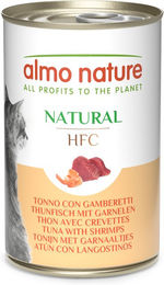 Produktbild von Almo Nature HFC Natural Katzen Nassfutter Thunfisch mit Garnelen Stückchen in Sauce 6 x 140 g - 6 x 140 g